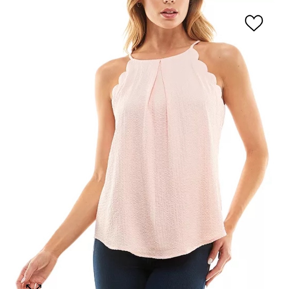 BCX Light Pink Scalloped Tank Top
